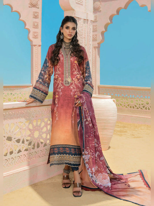Dual-Tone Wardha Saleem Summer Collection Lawn Embroidered Unstitched 3-Piece Suit-D-10 Soha
