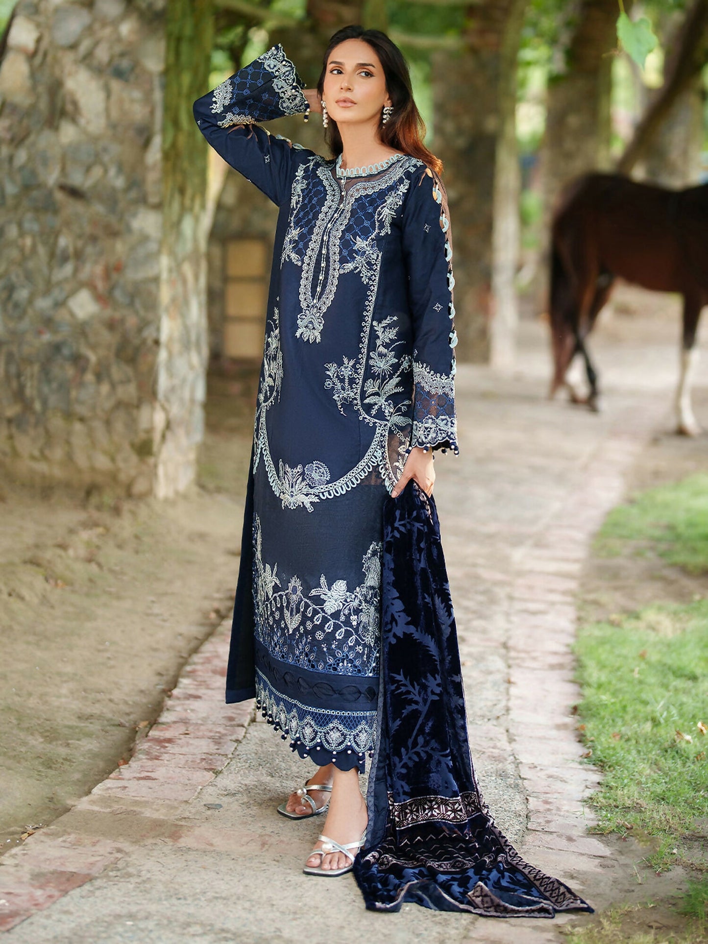 Parishay Panache Winter Corduroy Embroidered Unstitched 3-Piece Suit-PNE-08