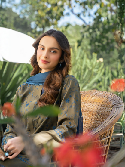 Panache Apparel Winter Whisper Linen Embroidered Stitched Suit-Mahnoor