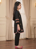Velvour Girls Cotton Embroidered Co-Ord Set-VG57-Black