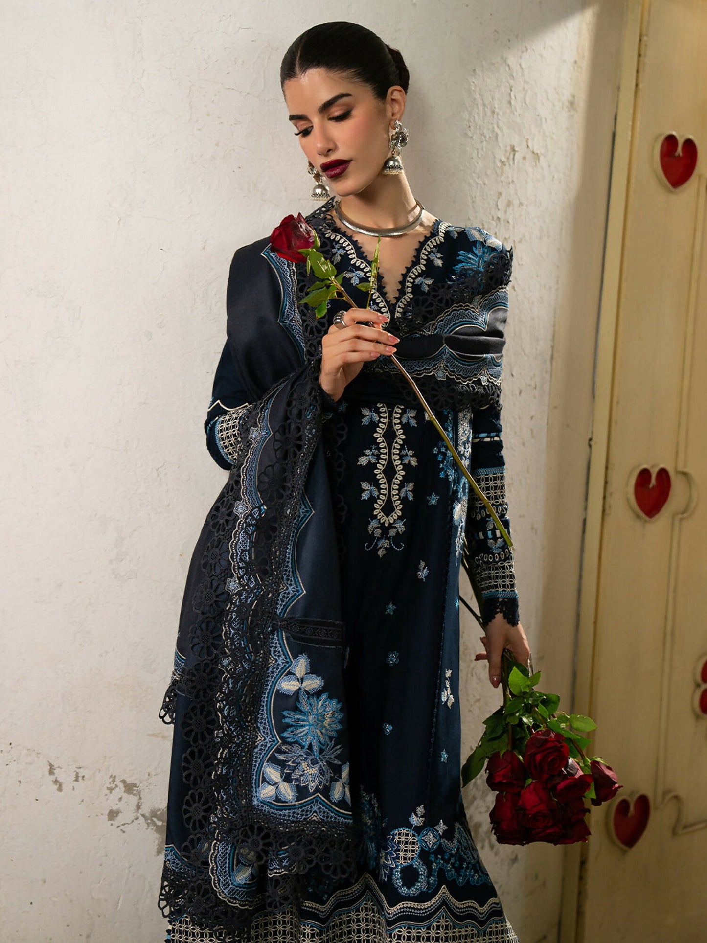 Binilyas Gulrukh Khaddar Embroidered Unstitched 3-Piece Suit-62-B