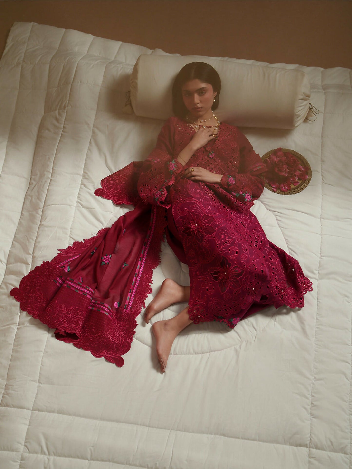 Binilyas Mashriq Luxury Lawn'26 Embroidered Unstitched 3-Piece Suit-D-113-B