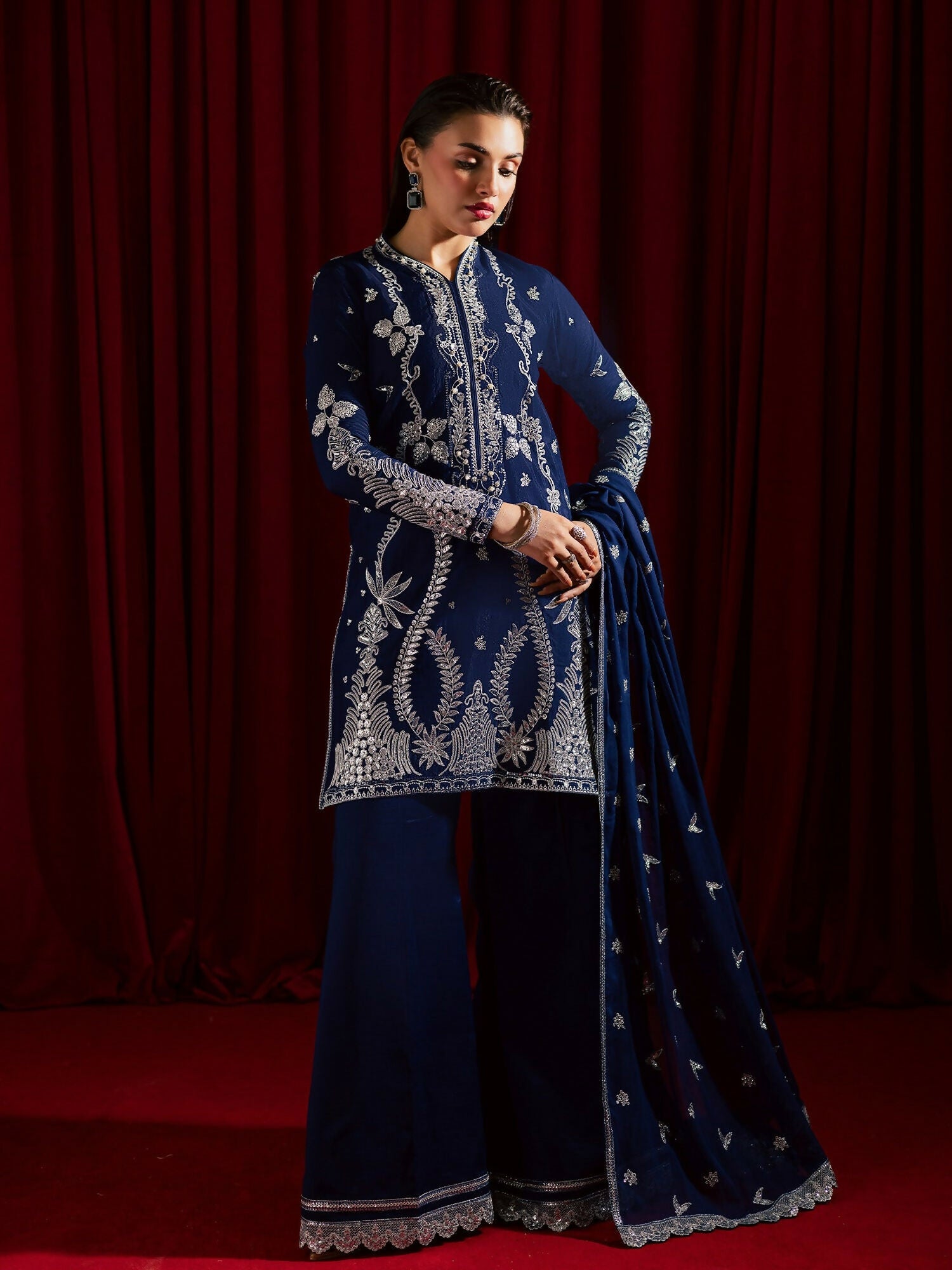 Allure By IH Luxury Pret Raw Silk Embellished Stitched 3-Piece Suit-Gul