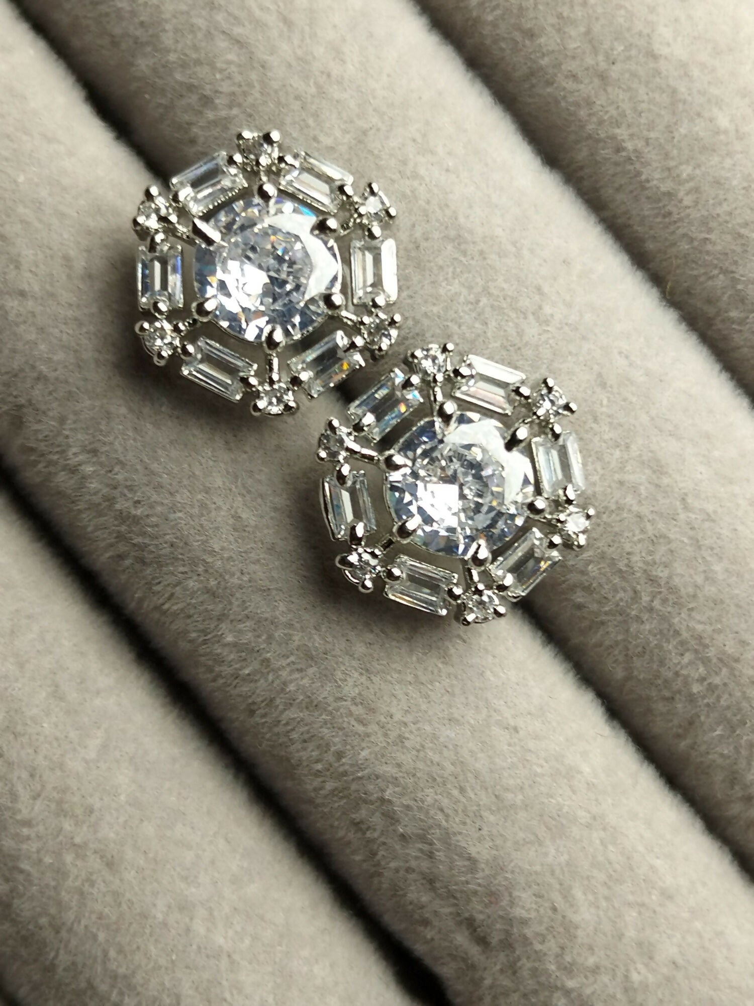 H&A Jewellery One Carat Silver Plated Stud Earrings
