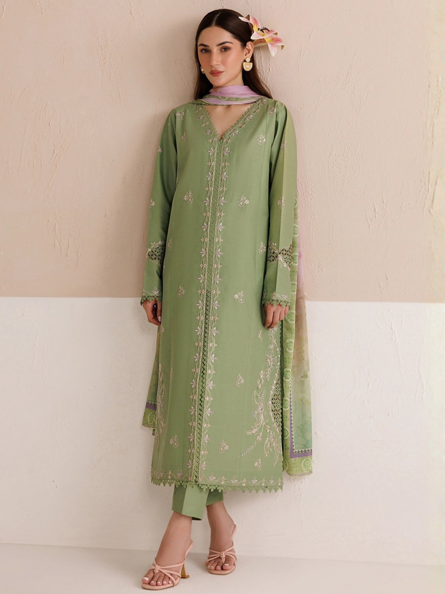 Panache Apparel Mistfall Vol II Cotton Embroidered Stitched Suit-Caelis