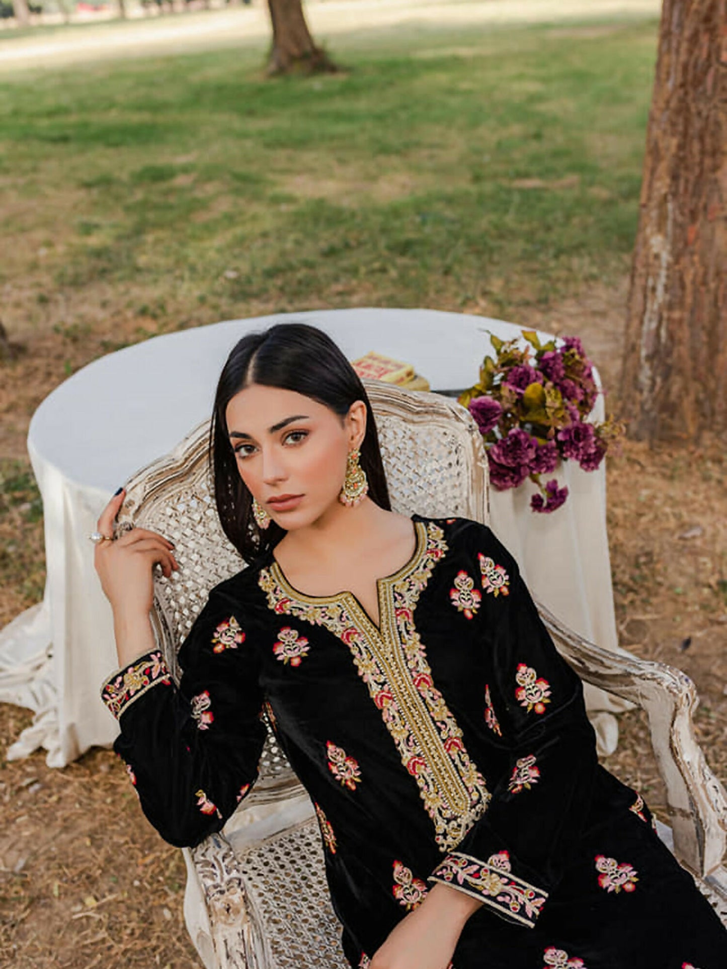 Panache Apparel Velvet Edit Micro Velvet 9000 Embroidered Stitched 3-Piece Suit-Jorah