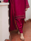 Mannat Clothing Lawn Embroidered Stitched Suit-Carnation