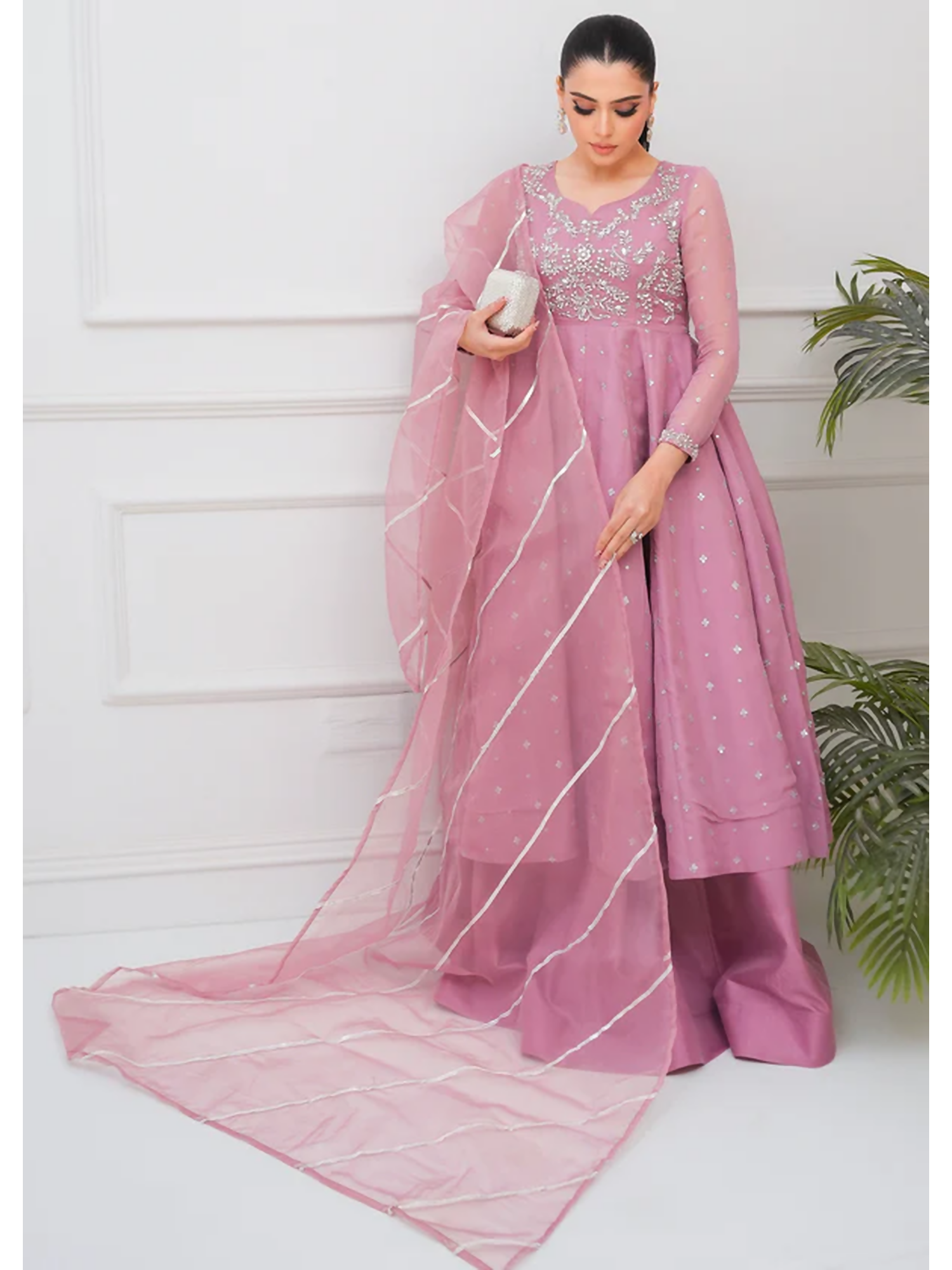 Allure By IH Lehr Chiffon Embroidered Lehenga-Mystic