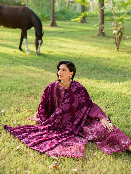 Parishay Panache Winter Corduroy Embroidered Stitched 3-Piece Suit-PNE-04