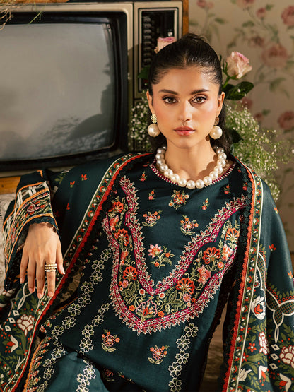 Mahnur Kaia Slub Linen Embroidered Stitched 3-Piece Suit-K- 08