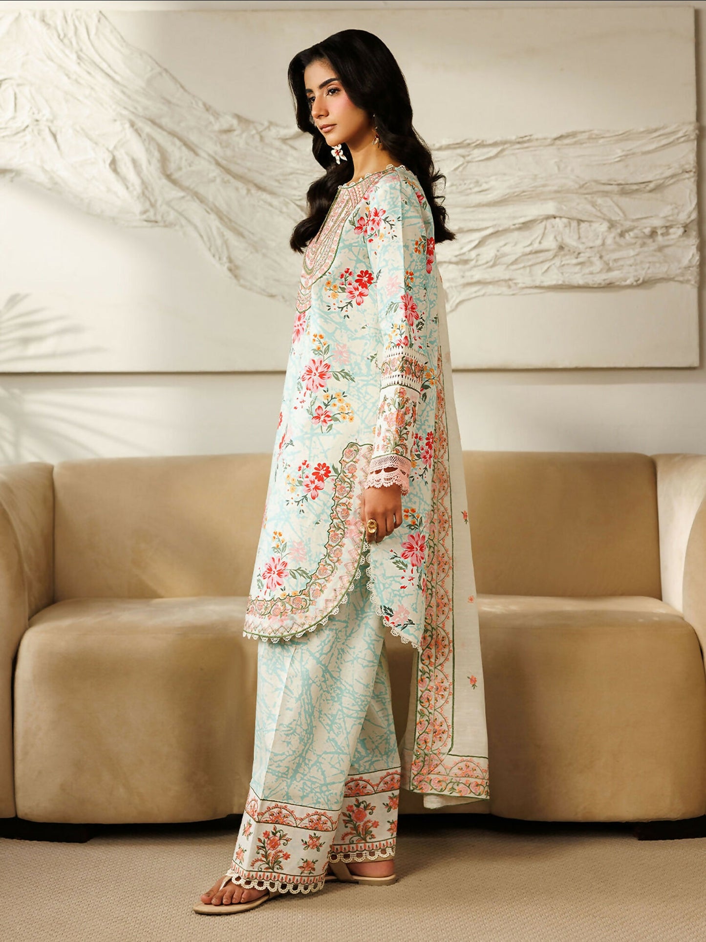 Mahnur Leila Lawn'26 Embroidered Unstitched 3-Piece Suit-L-05