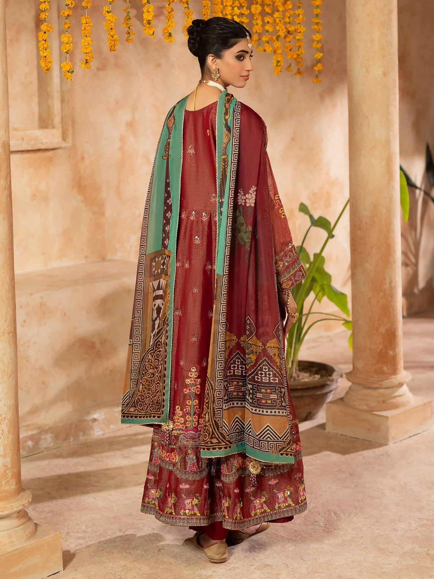 Shurooq Kanpur 1912 Net Embellished Pishwas-Lal Qila