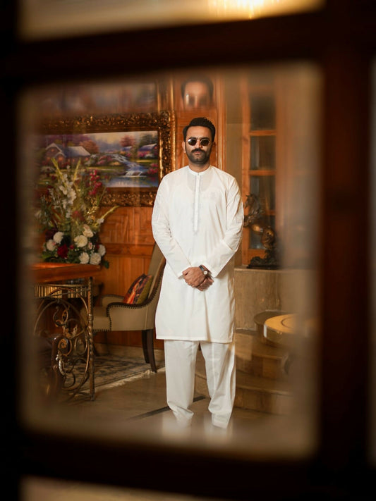 Fabrich Virsa Cotton Embroidered Unstitched Shalwar Kameez-Snow