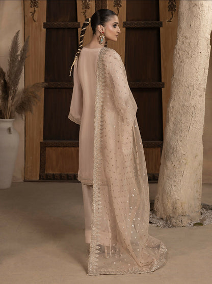 Hemstitch Raw Silk Embroidered Stitched 3-Piece Suit-Janan