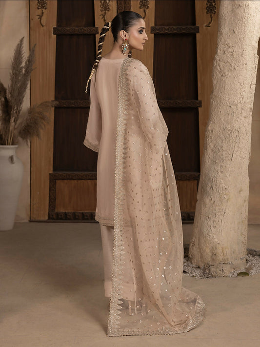 Hemstitch Raw Silk Embroidered Stitched 3-Piece Suit-Janan