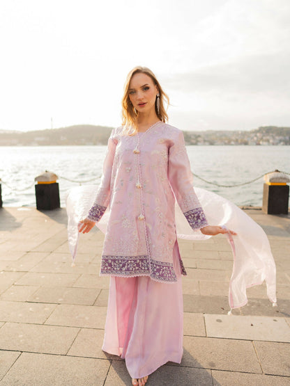 Farooq Hameed Studio EiD Collection'26 Pure Silk Embroidered Stitched 3-Piece Suit-Eva