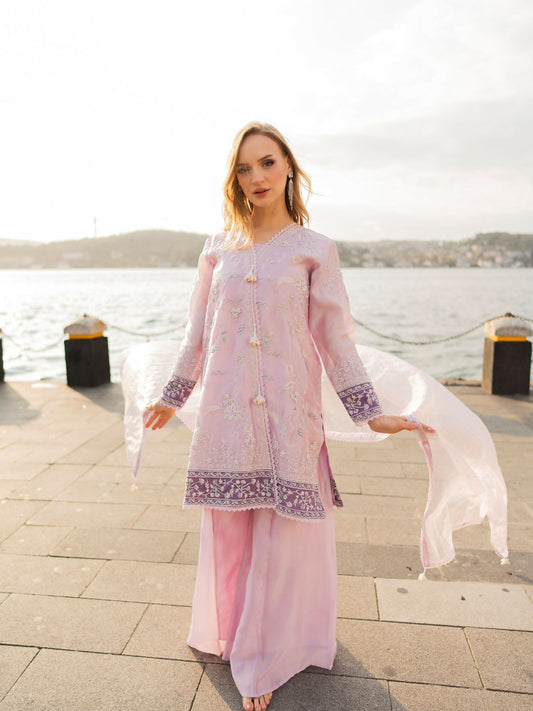 Farooq Hameed Studio EiD Collection'26 Pure Silk Embroidered Stitched 3-Piece Suit-Eva