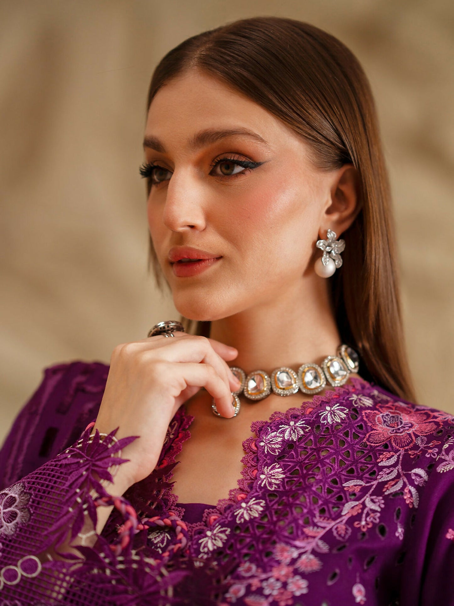 Binilyas Saqqara Kotrai Embroidered Stitched 3-Piece Suit-162-B