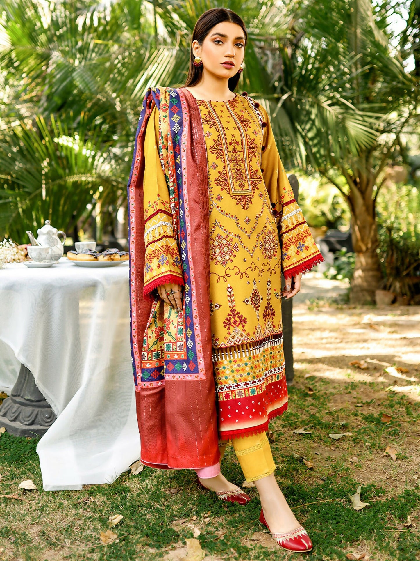 Binilyas Kotail Embroidered Unstitched 3-Piece Suit-763-A