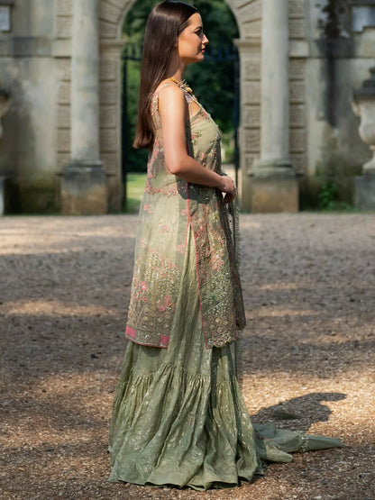 Shiza Hassan Lillian Wedding Formals Organza Embroidered Stitched 3-Piece Suit-Sahar