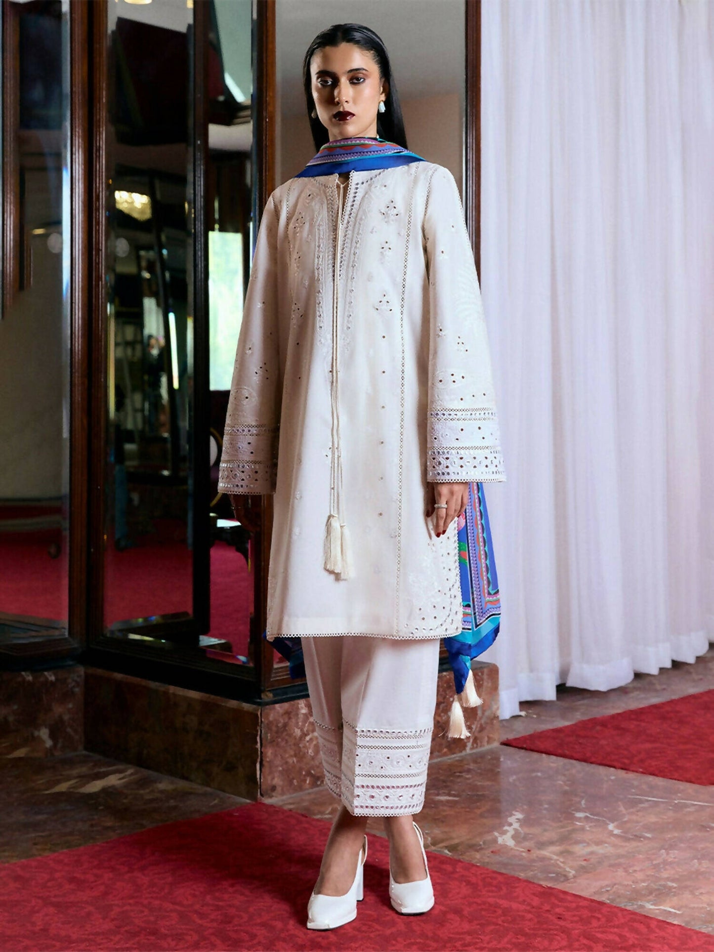Jugnu by Hussain Rehar Summer Pret'25 Edit III Cotton Embroidered 3-Piece Suit-Sorma