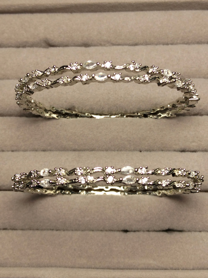 H&A Jewellery One Carat Silver Rhodium-Plated Kangina with Semi-Precious Stones