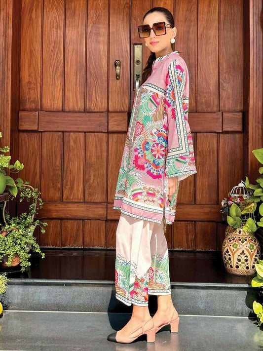 MH Cloth House Poly Lawn Printed Co-Ord Set-Gulnar