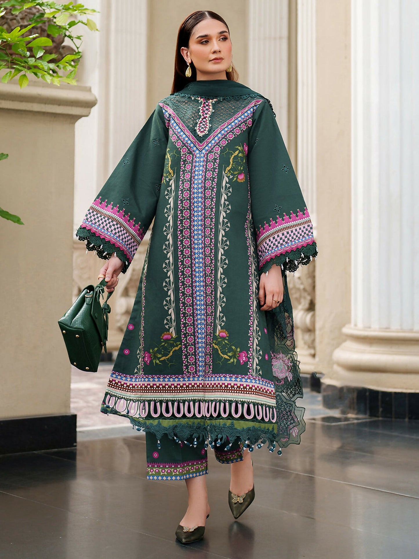 Parishay Ivy Bloom Viscose Embroidered Stitched 3-Piece Suit-IW-07