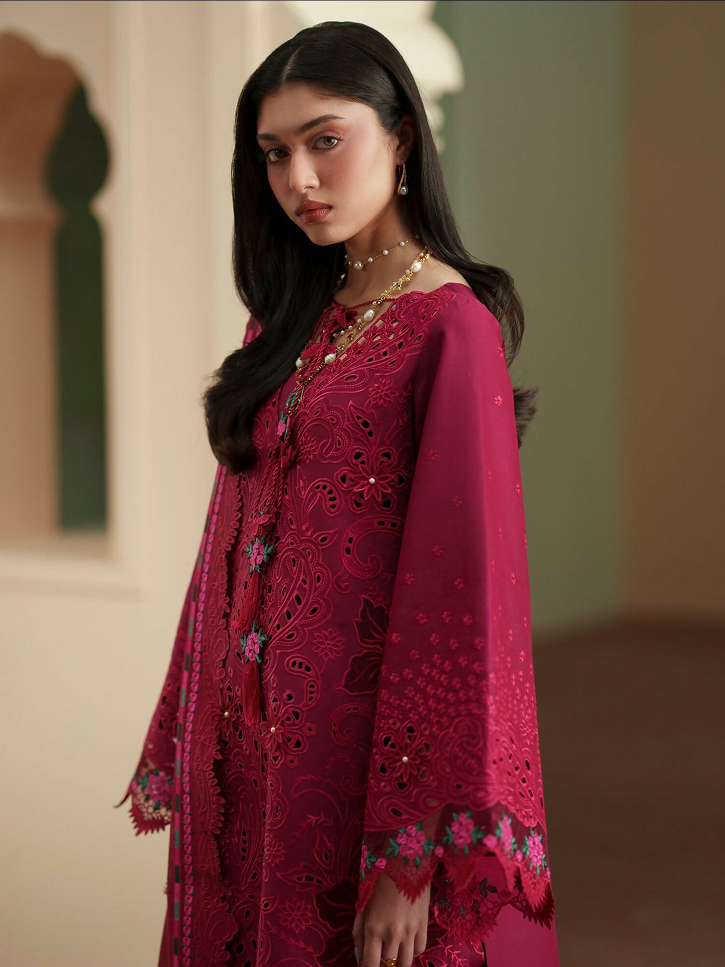 Binilyas Mashriq Luxury Lawn'26 Embroidered Unstitched 3-Piece Suit-D-113-B
