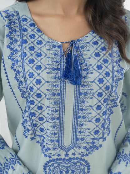 Stylish Collection Cotton Embroidered Stitched 2-Piece Suit-Jugnu Ferozi