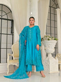 Farooq Hameed Studio Silk Embroidered Stitched 3-Piece Suit-Elli