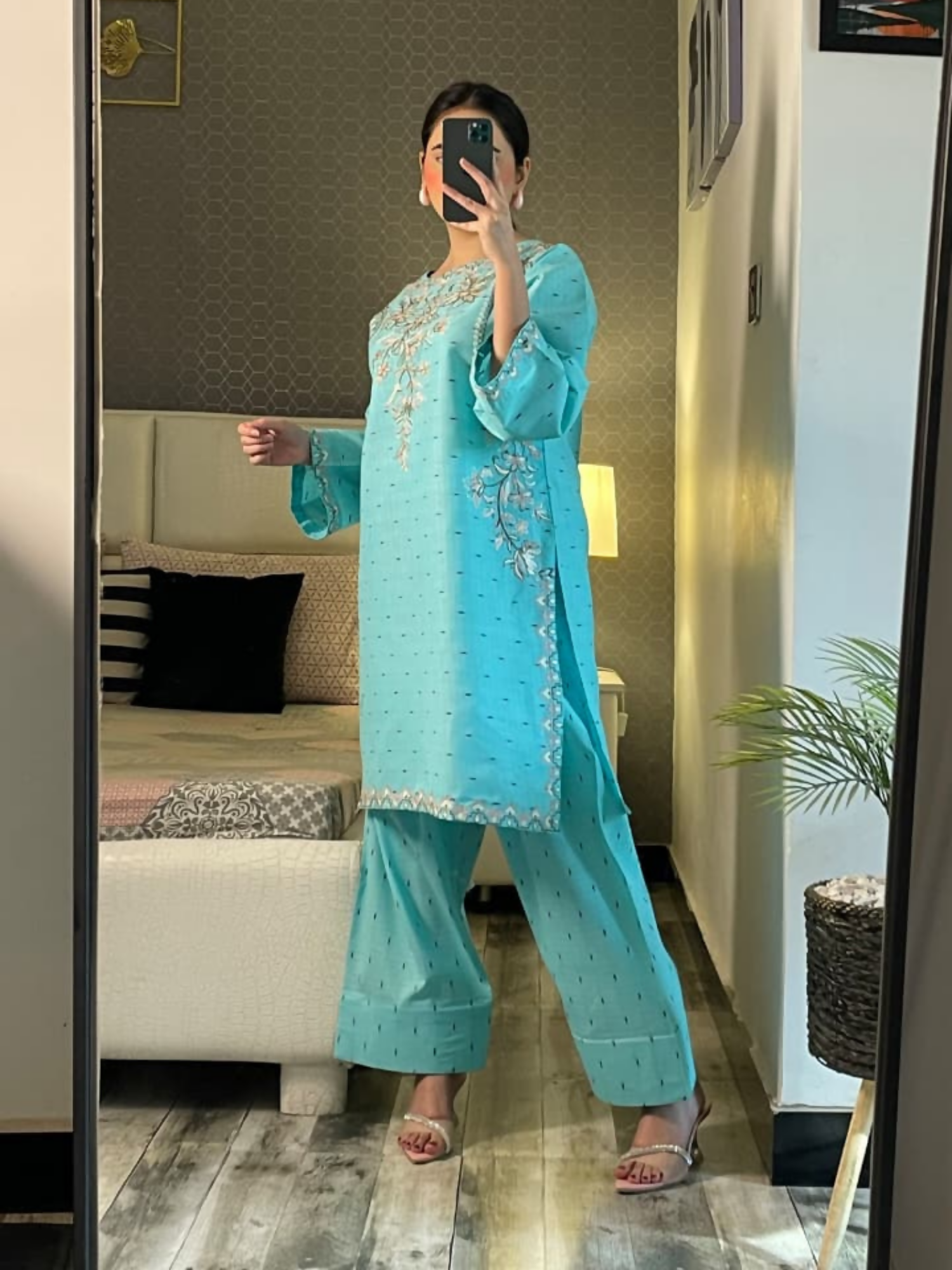 Tehzeeb Libas Cotton Embroidered Stitched 2-Piece Suit-Layla