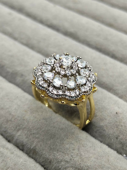 H&A Jewellery 18K Gold Polished Zircon Cluster Ring