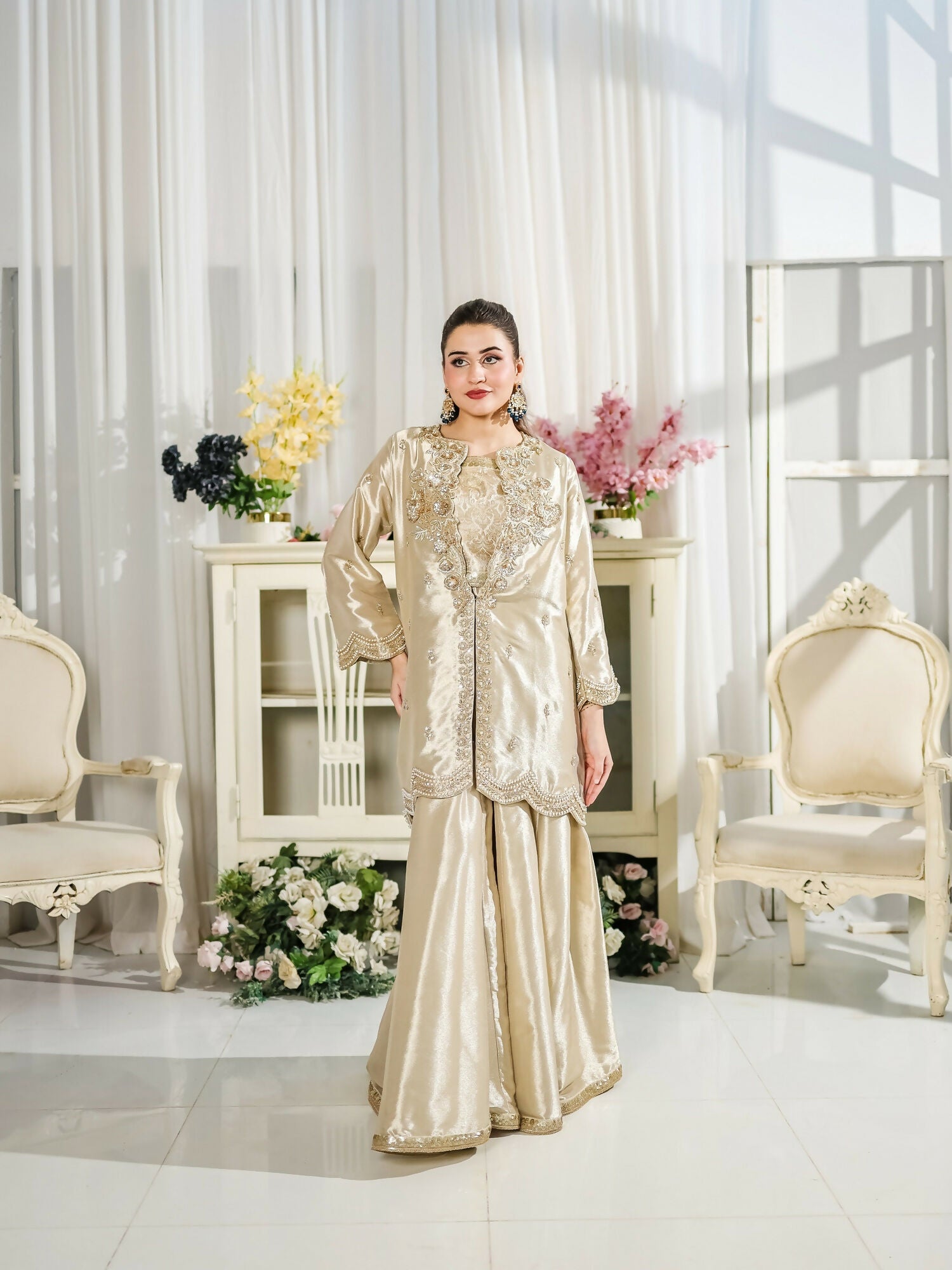 Farooq Hameed Studio Wedding Festive'25 Pure Laama Silk Embroidered Stitched 3-Piece Suit-Merivah