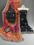 Musk Chunri Printed Hand-Embellished Gota Work Unstitched 2-Piece Suit-2A