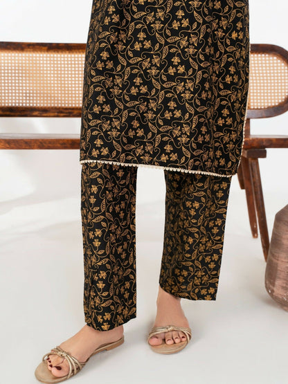 Stylish Collection Enchant Pret Linen Printed Co-Ord Set-Leaf Black