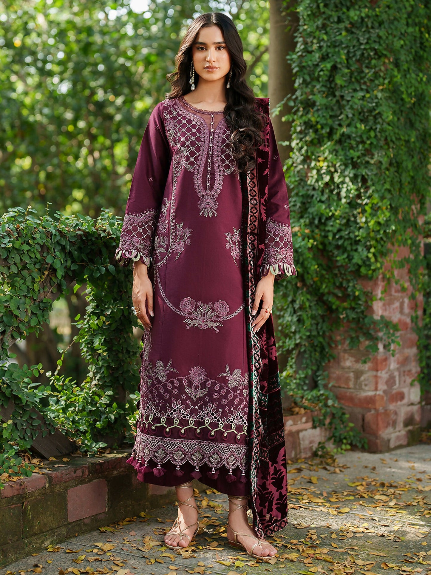 Parishay Panache Winter Corduroy Embroidered Unstitched 3-Piece Suit-PNE-07