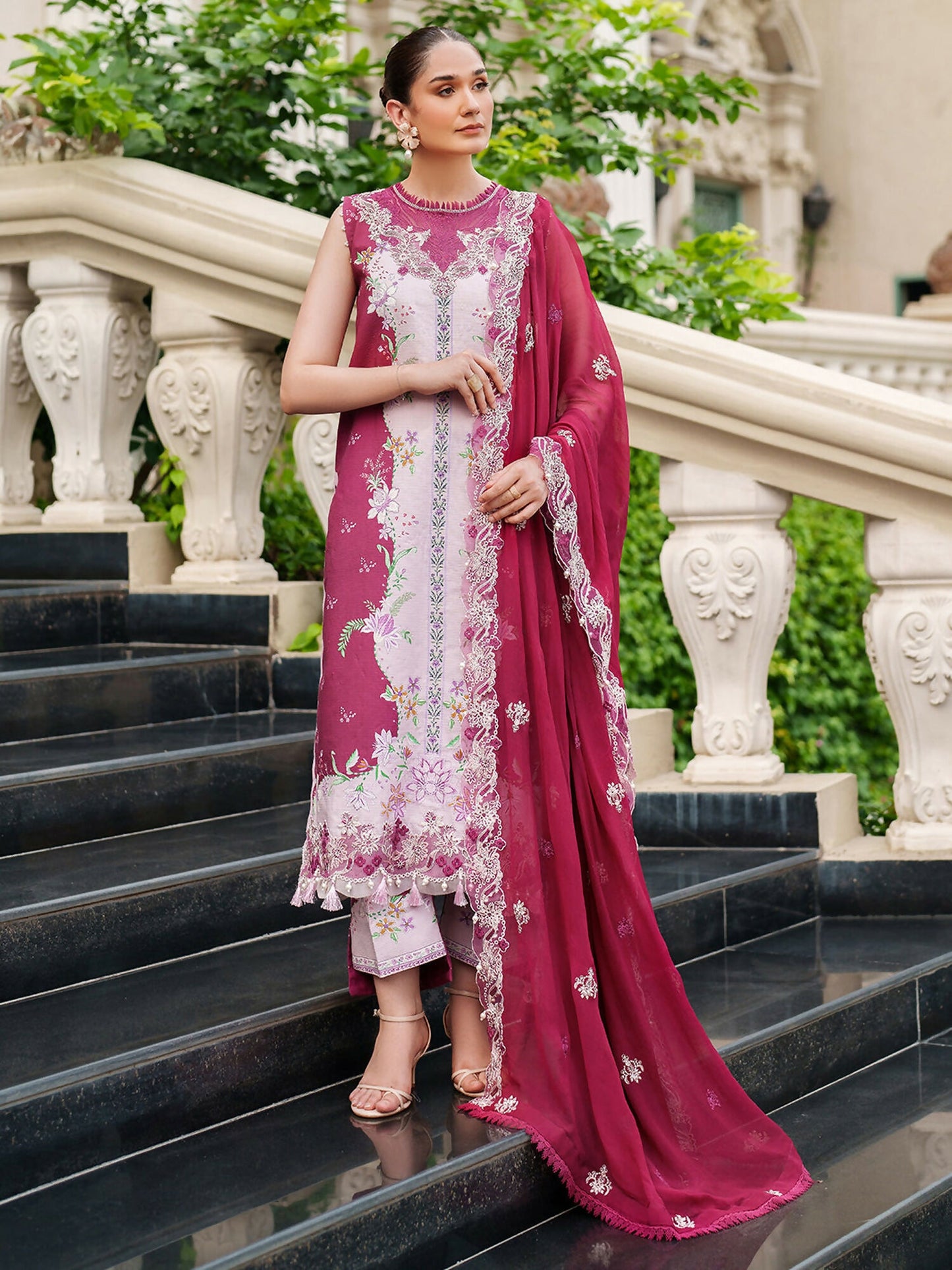 Parishay Ivy Bloom Viscose Embroidered Stitched 3-Piece Suit-IW-11