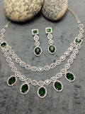 H&A Jewellery One Carat Silver Rhodium Plated American Diamond Set