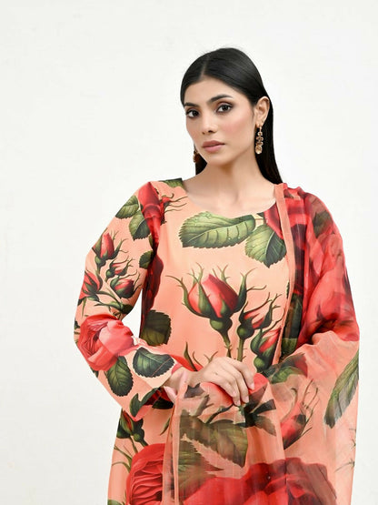 Imran Aftab Valentine's Day Raw Silk Printed Unstitched 3-Piece Suit-IAVD 05