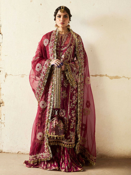 Hussain Rehar Luxury Organza Embroidered Unstitched 3-Piece Suit-Aabni