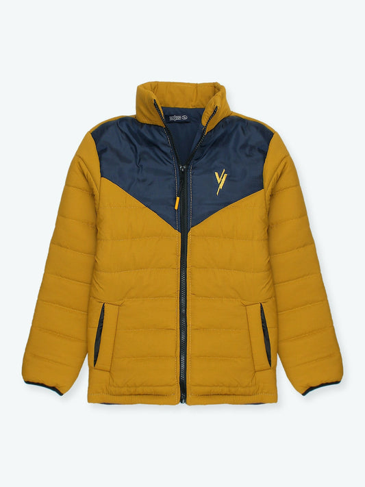 Navy and Mustard Velvour Puffer Jacket-VJ15-B