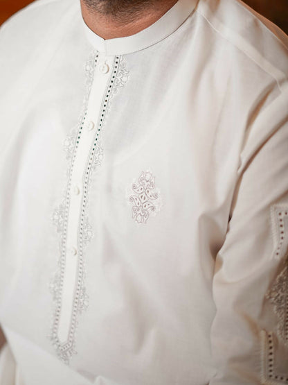 Fabrich Virsa Cotton Embroidered Unstitched Shalwar Kameez-Snow