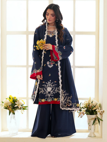 Mahnur Ember Lawn Embroidered Unstitched 3-Piece Suit-EM-010