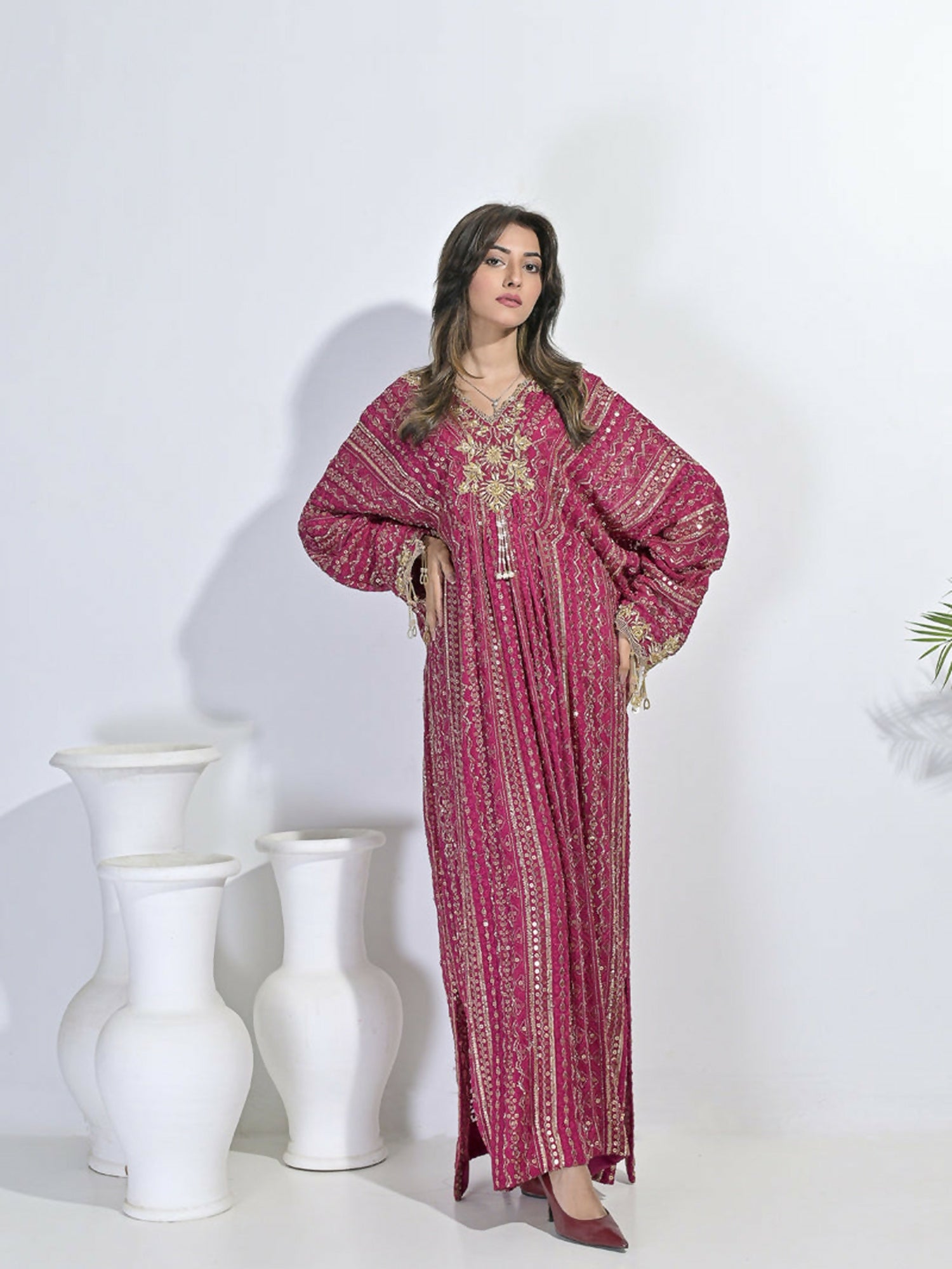 Ruby's Couture Festive Fall'25 Chiffon Embellished Kaftan Set-Maaheen