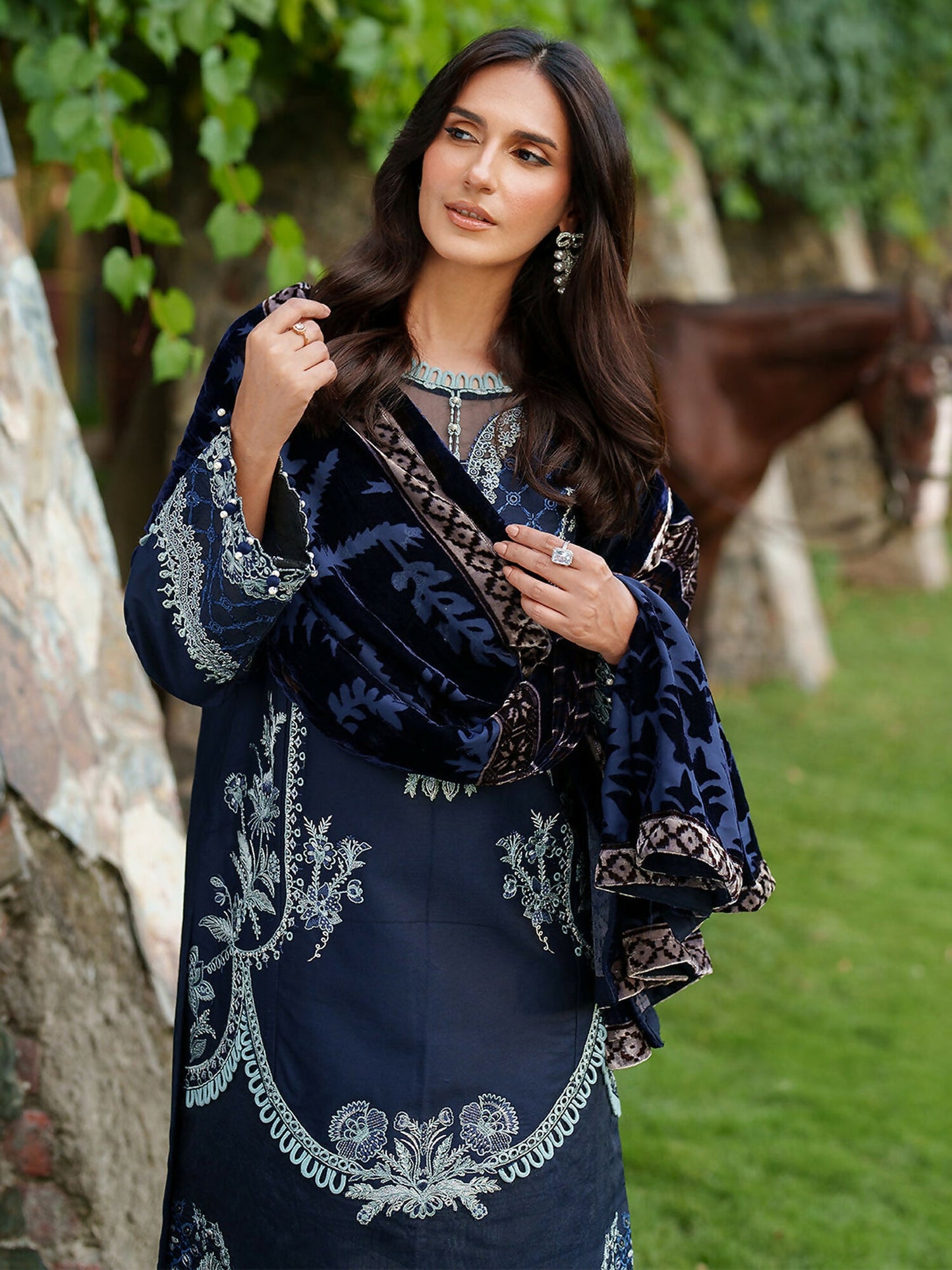 Parishay Panache Winter Corduroy Embroidered Unstitched 3-Piece Suit-PNE-08