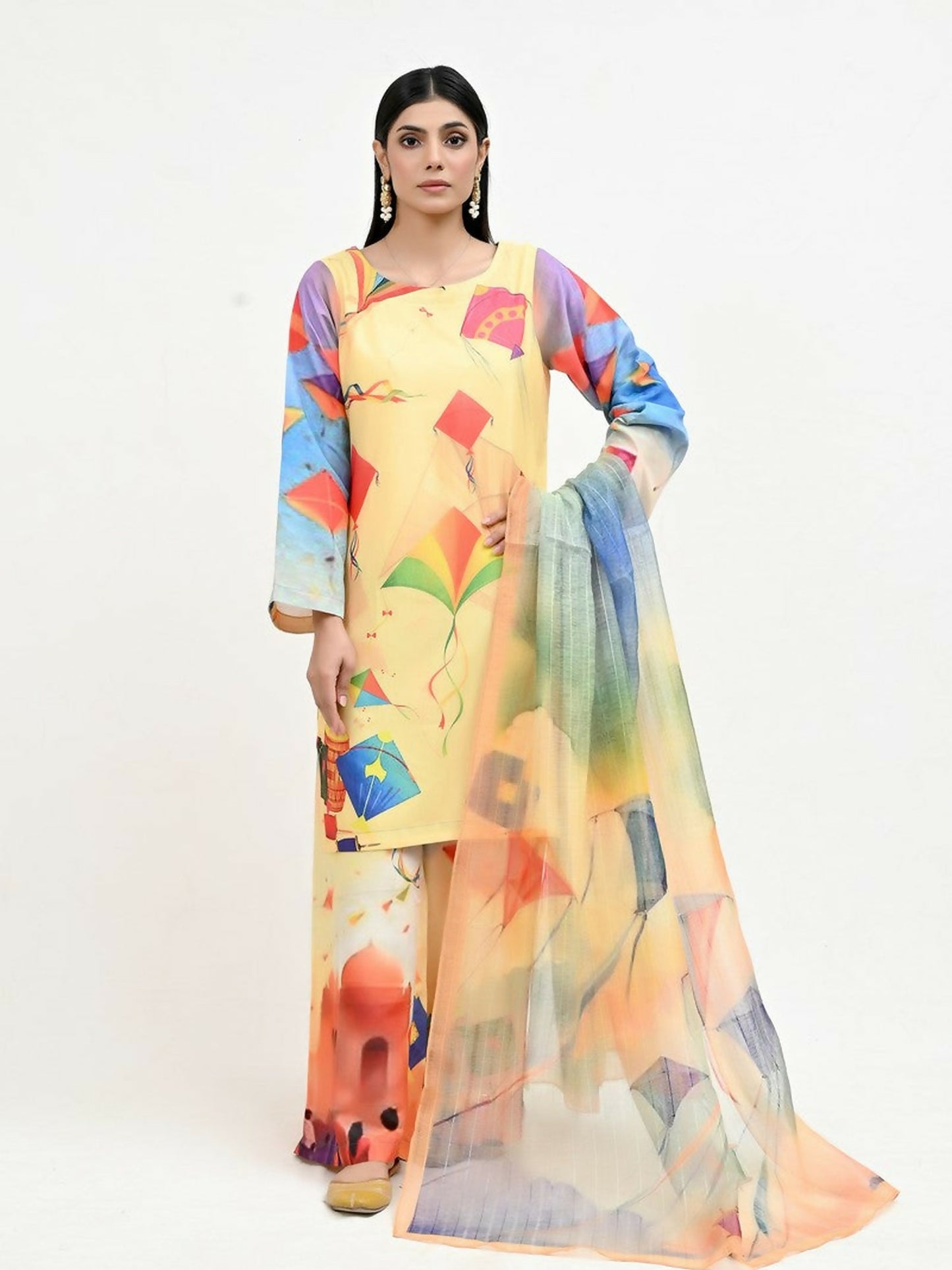 Imran Aftab Basant Mela Raw Silk Printed Unstitched 3-Piece Suit-IARP 04