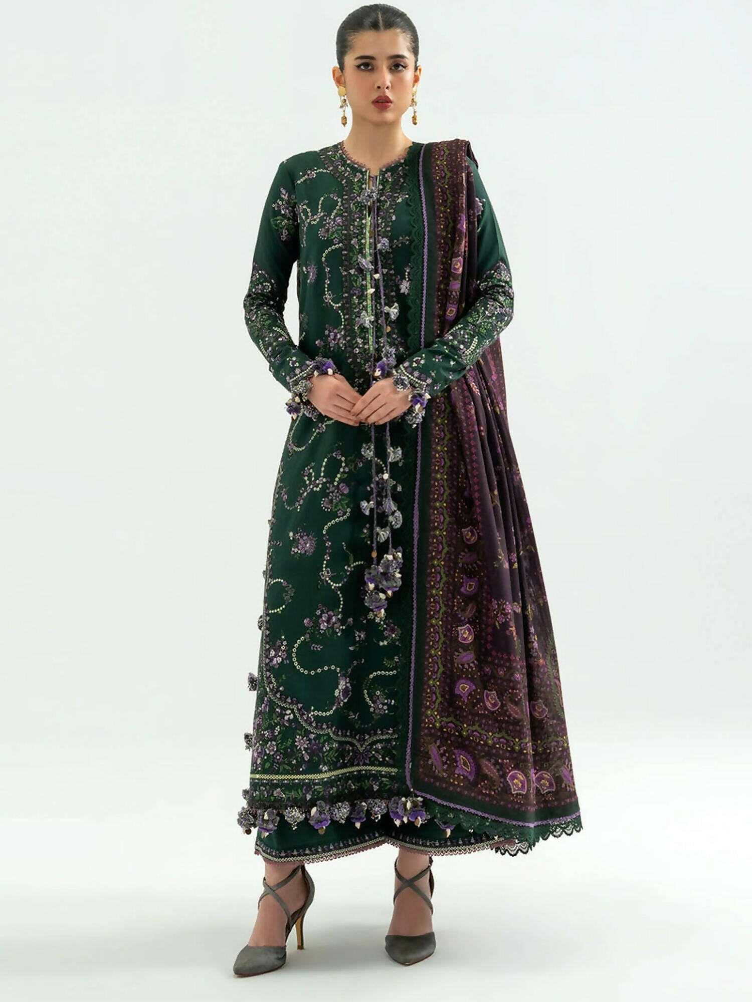 Hussain Rehar Khaddar'25 Embroidered Unstitched 3-Piece Suit-Gulbasi