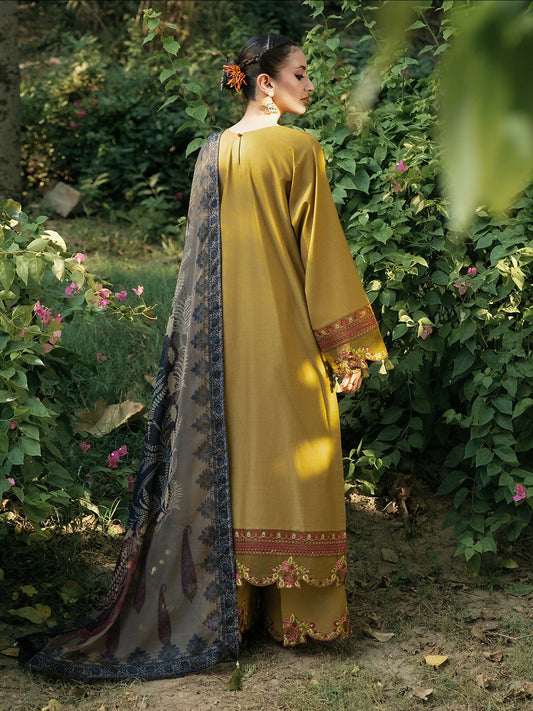 Hemstitch Lawn Embroidered Stitched 3-Piece Suit-Sandalwood
