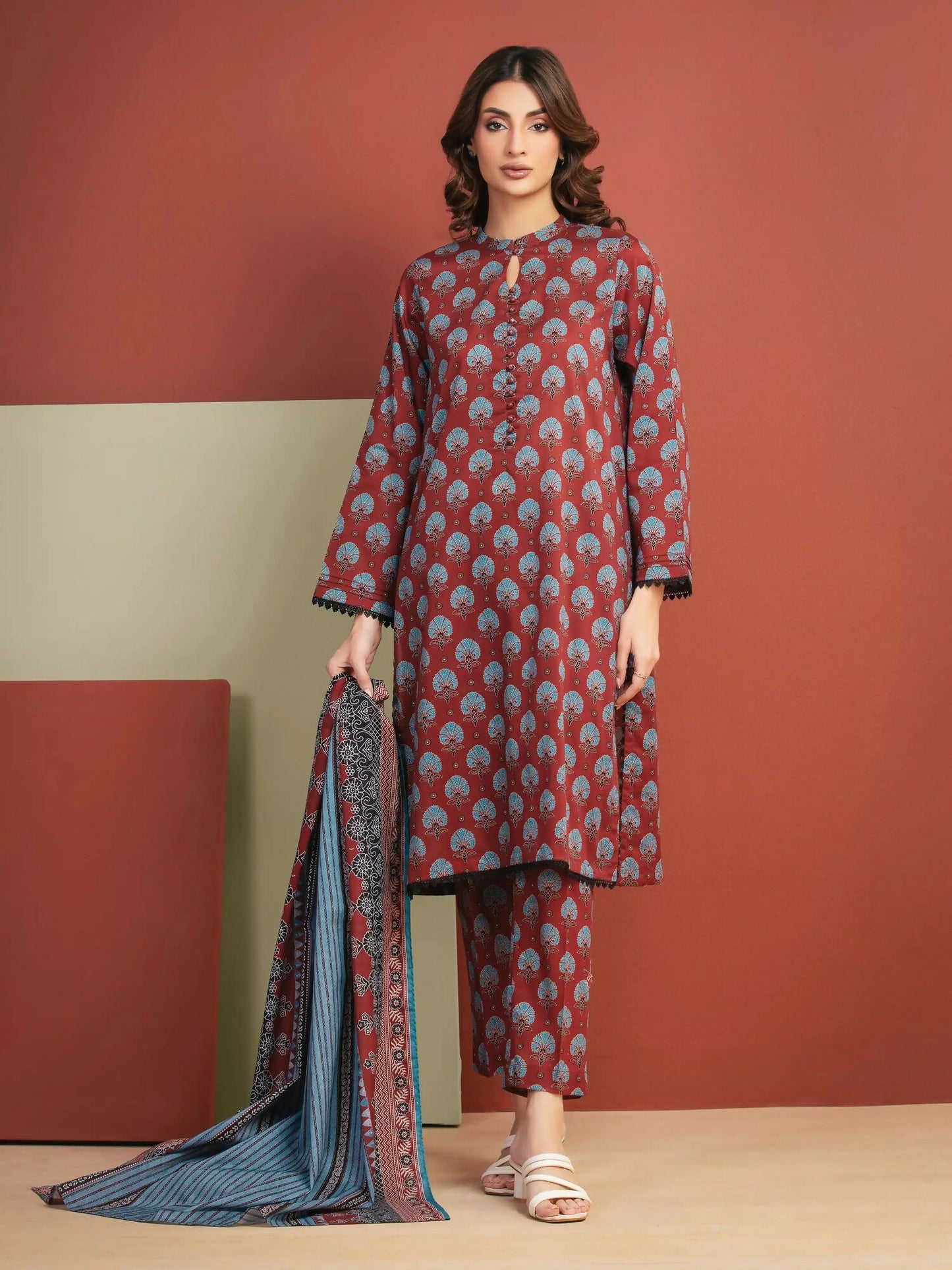 Edenrobe Allure Summer Lawn Printed Unstitched 3-Piece Suit-EWU5A1-35282